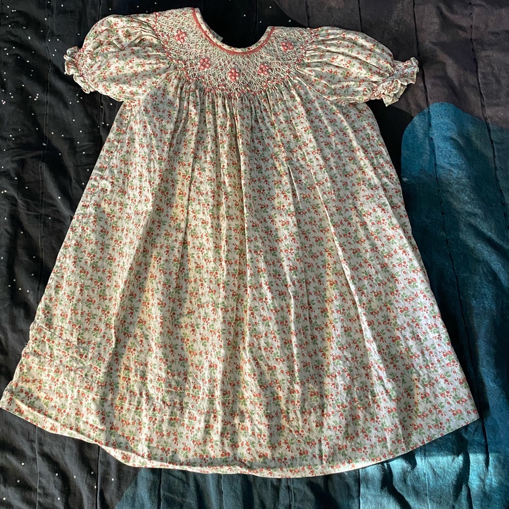 Strasburg pink floral smocked dress 2 years